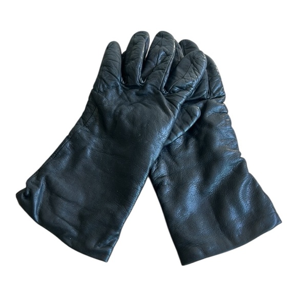 Made in Italy Black Leather Gloves Women’s Size 7.5 - Picture 1 of 12